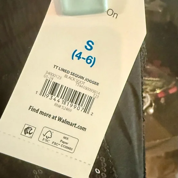 NWT Black Sequin Jogger Pants - Picture 3 of 4